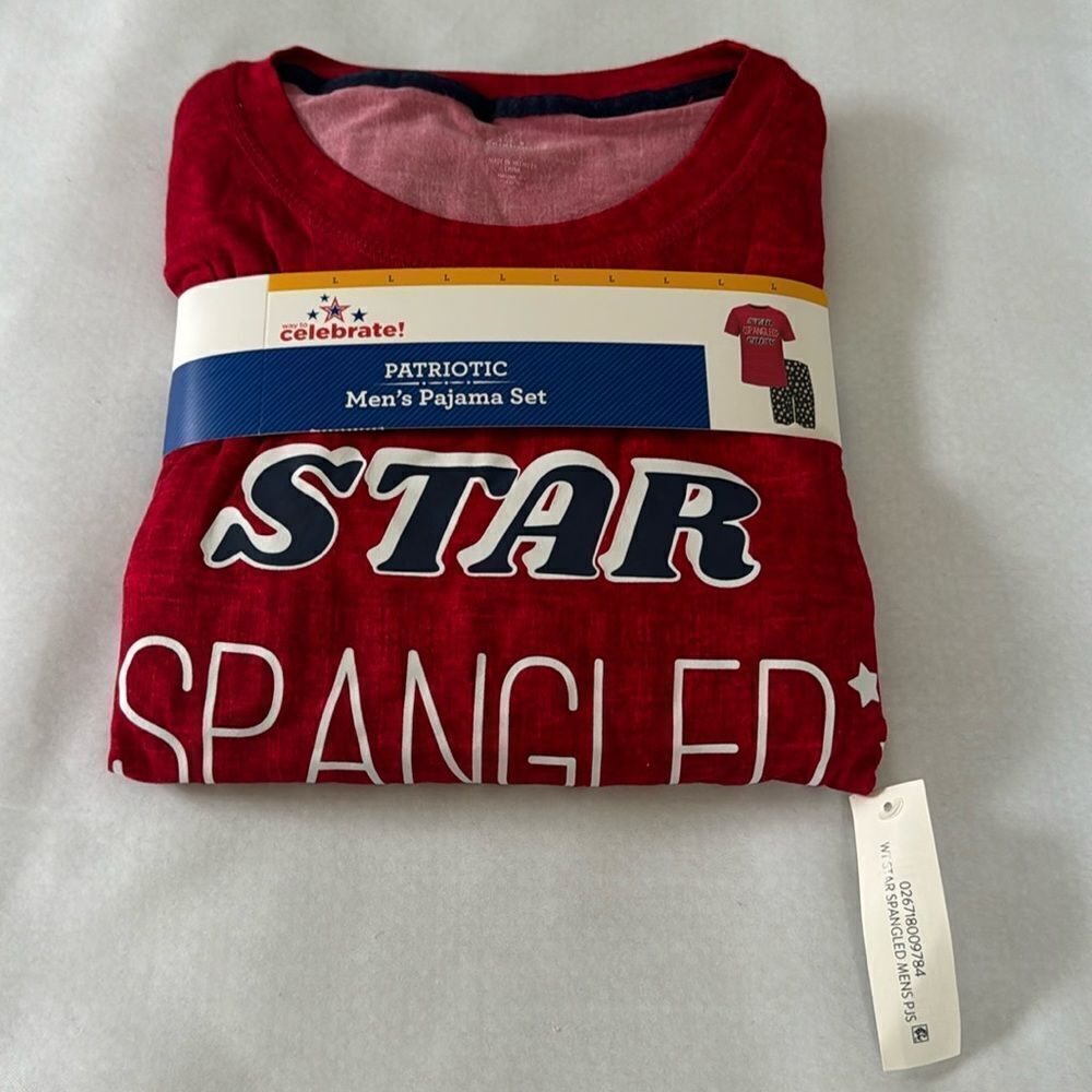 USA Sleep Shorts Tshirt Mens Large Pajamas Red